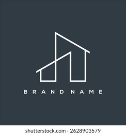 line art minimalist house icon real estate business logo vector