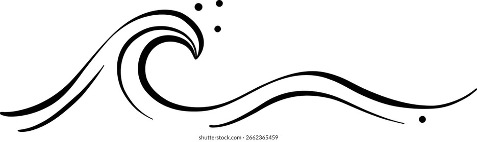 Banner de onda vetorial moderno minimalista de Line art, design de elemento de clip art decorativo