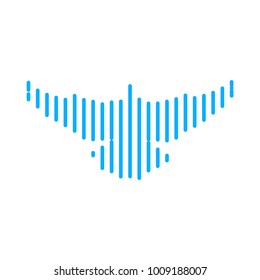 Line art minimalistic vector illustration: flying Dove or Pigeon. Could be used as Holy Spirit illustration for sermons or church logo template.