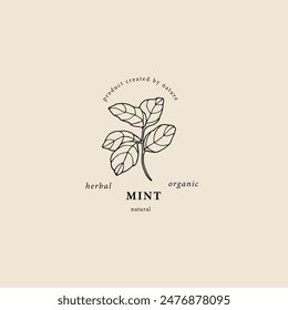 Line art mint branch logo