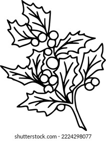Line art mistletoe christmas vector illustration