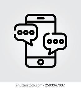 Line art mobile message icon logo vector illustration design, for smartphone features theme design