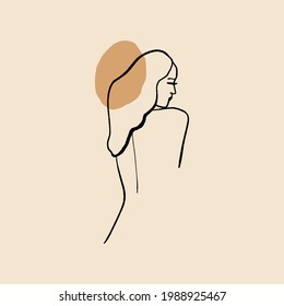 Line art modern abstract woman. Contemporary wall art pre-made design, minimalistic beauty concept.