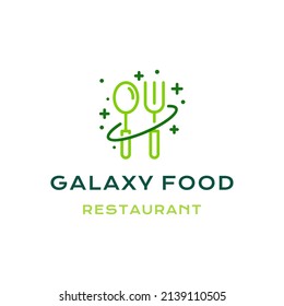 Line art modern food galaxy logo design vector