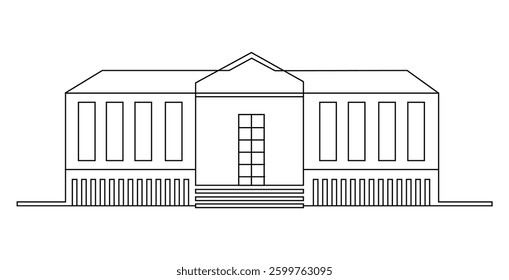 Line art of Modern House Classical Building Facade vector Illustration