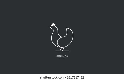 A line art modern minimal logo of a Hen,Chicken,Cock and rooster 