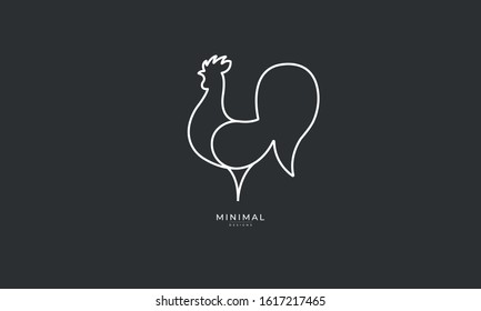 A line art modern minimal logo of a Hen,Chicken,Cock and rooster 