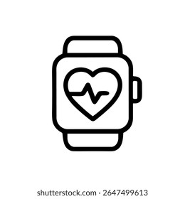 Line Art Modern Smartwatch Heartbeat Monitoring Digital Device Icon