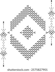 Line art modern tribal vector design , cool minimal geometric patterns inspired by old Nordic Viking rune art. Great for fabric, textile, carpet