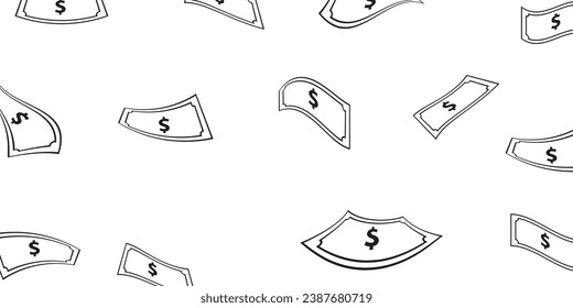 line art of money falling down, flat art concept of money falling. business goes up, bank interest goes down. vector illustration