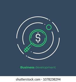 Line art money search. Finance scan. Scalable vector icon in modern outline style. Lineart elements vector illustration.