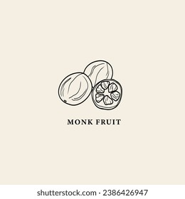 Ilustración de la fruta del monje de la línea de arte