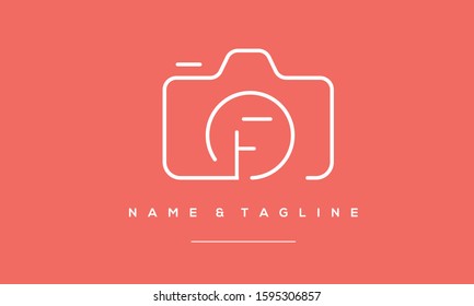 Line art monogram logo of Camera and letter F