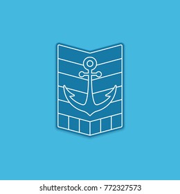 Line art monoline ship marine anchor badge logo sticker