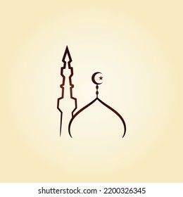 Line Art Mosque Moon Star Vector Stock Vector (Royalty Free) 2200326345 ...