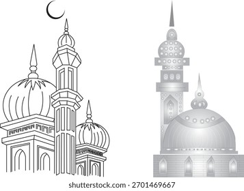 
Line art of mosque vector art illustration
