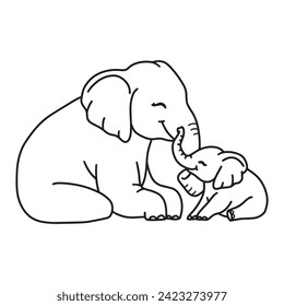 Line art Mother elephant