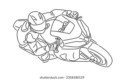 line art of moto biker. Super bike racing concept vector illustration