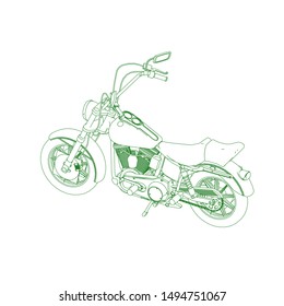 line art of motorcycle black and white. Coloring page - motorcycle - illustration for the children