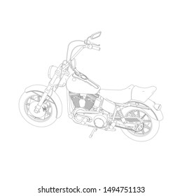 line art of motorcycle black and white. Coloring page - motorcycle - illustration for the children