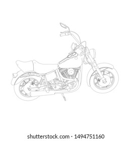 line art of motorcycle black and white. Coloring page - motorcycle - illustration for the children