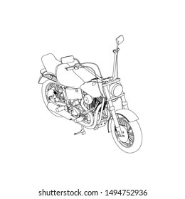 line art of motorcycle black and white. Coloring page - motorcycle - illustration for the children