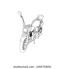 line art of motorcycle black and white. Coloring page - motorcycle - illustration for the children
