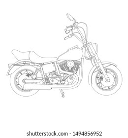 line art of motorcycle black and white. Coloring page - motorcycle - illustration for the children