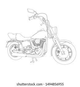 line art of motorcycle black and white. Coloring page - motorcycle - illustration for the children