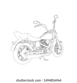 line art of motorcycle black and white. Coloring page - motorcycle - illustration for the children