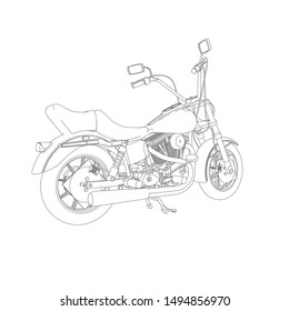 line art of motorcycle black and white. Coloring page - motorcycle - illustration for the children