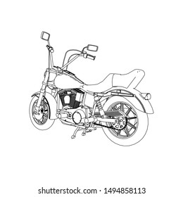 line art of motorcycle. Coloring page - motorcycle - illustration for the children