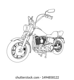 line art of motorcycle. Coloring page - motorcycle - illustration for the children