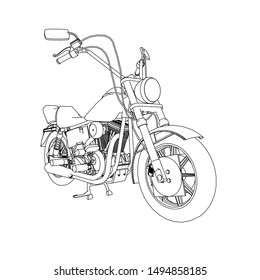 line art of motorcycle. Coloring page - motorcycle - illustration for the children