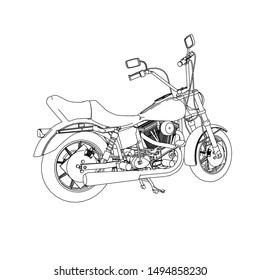 line art of motorcycle. Coloring page - motorcycle - illustration for the children