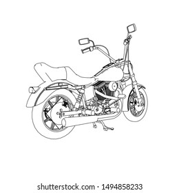 line art of motorcycle. Coloring page - motorcycle - illustration for the children