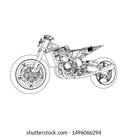 line art of motorcycle. Coloring page - motorcycle - illustration for the children