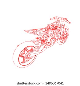 line art of motorcycle. Coloring page - motorcycle - illustration for the children