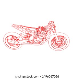 line art of motorcycle. Coloring page - motorcycle - illustration for the children