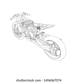 line art of motorcycle. Coloring page - motorcycle - illustration for the children