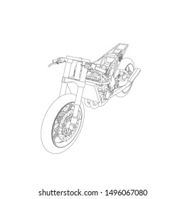 line art of motorcycle. Coloring page - motorcycle - illustration for the children