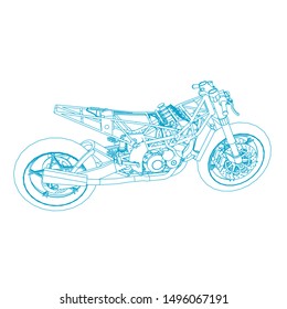 line art of motorcycle. Coloring page - motorcycle - illustration for the children