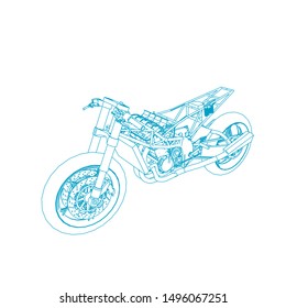 line art of motorcycle. Coloring page - motorcycle - illustration for the children