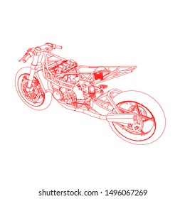 line art of motorcycle. Coloring page - motorcycle - illustration for the children