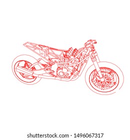 line art of motorcycle. Coloring page - motorcycle - illustration for the children