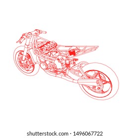 line art of motorcycle. Coloring page - motorcycle - illustration for the children