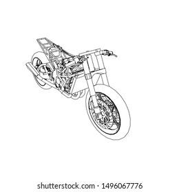 line art of motorcycle. Coloring page - motorcycle - illustration for the children