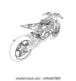 line art of motorcycle. Coloring page - motorcycle - illustration for the children