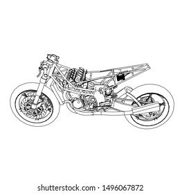 line art of motorcycle. Coloring page - motorcycle - illustration for the children