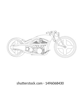line art of motorcycle. Coloring page - motorcycle - illustration for the children